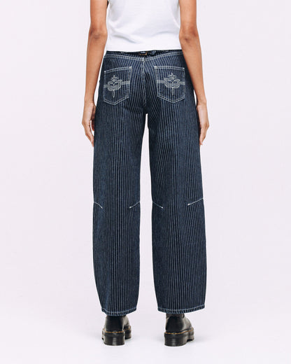 Forteks Grace Barrel Leg Jean Blue Hickory 13oz Denim